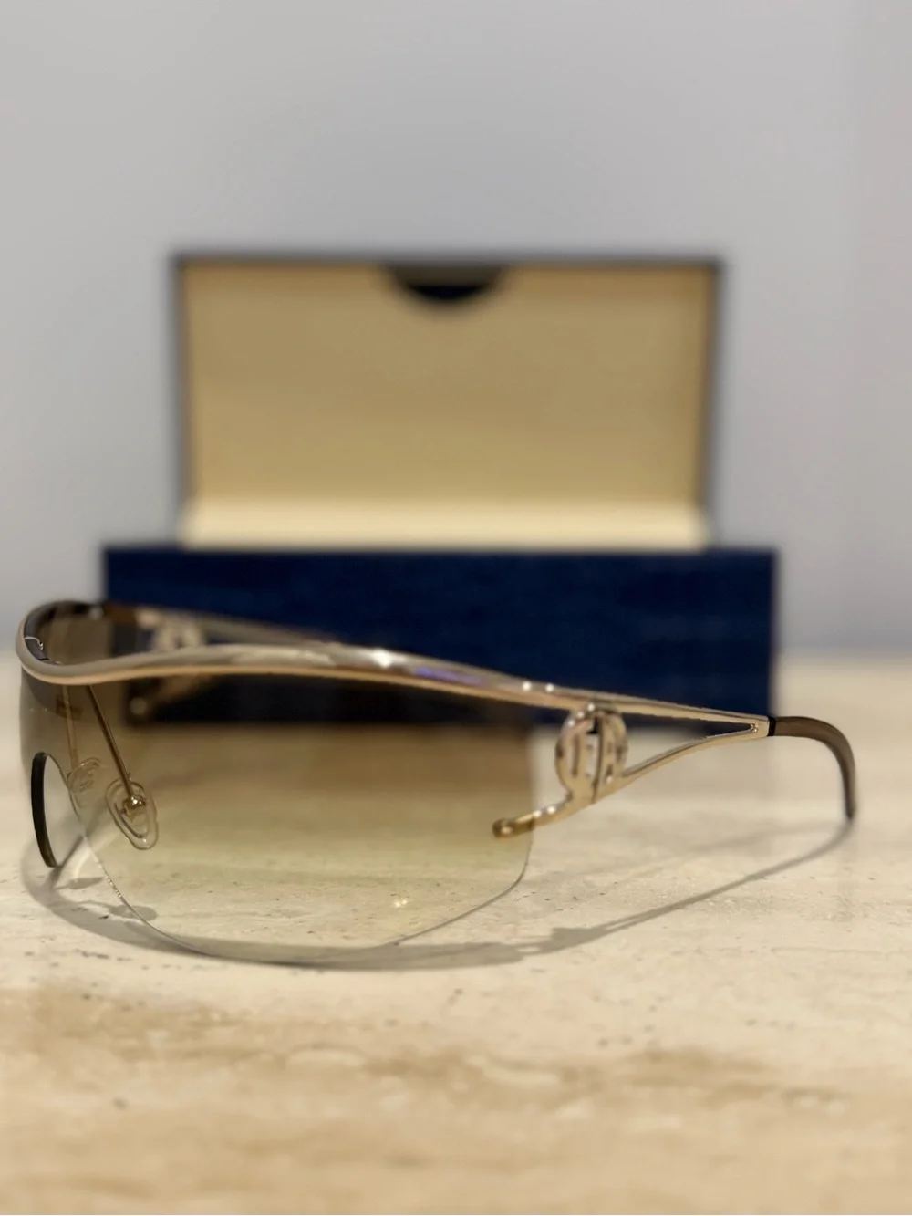 Vintage Emporio Armani Y2K Rimless Shield Sunglasses (NOS)